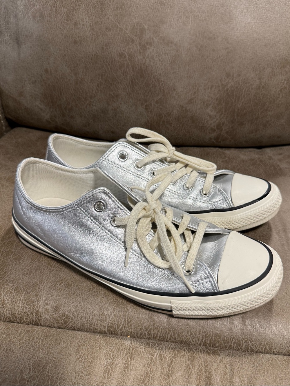 Metallic Silver Low-Top Converse